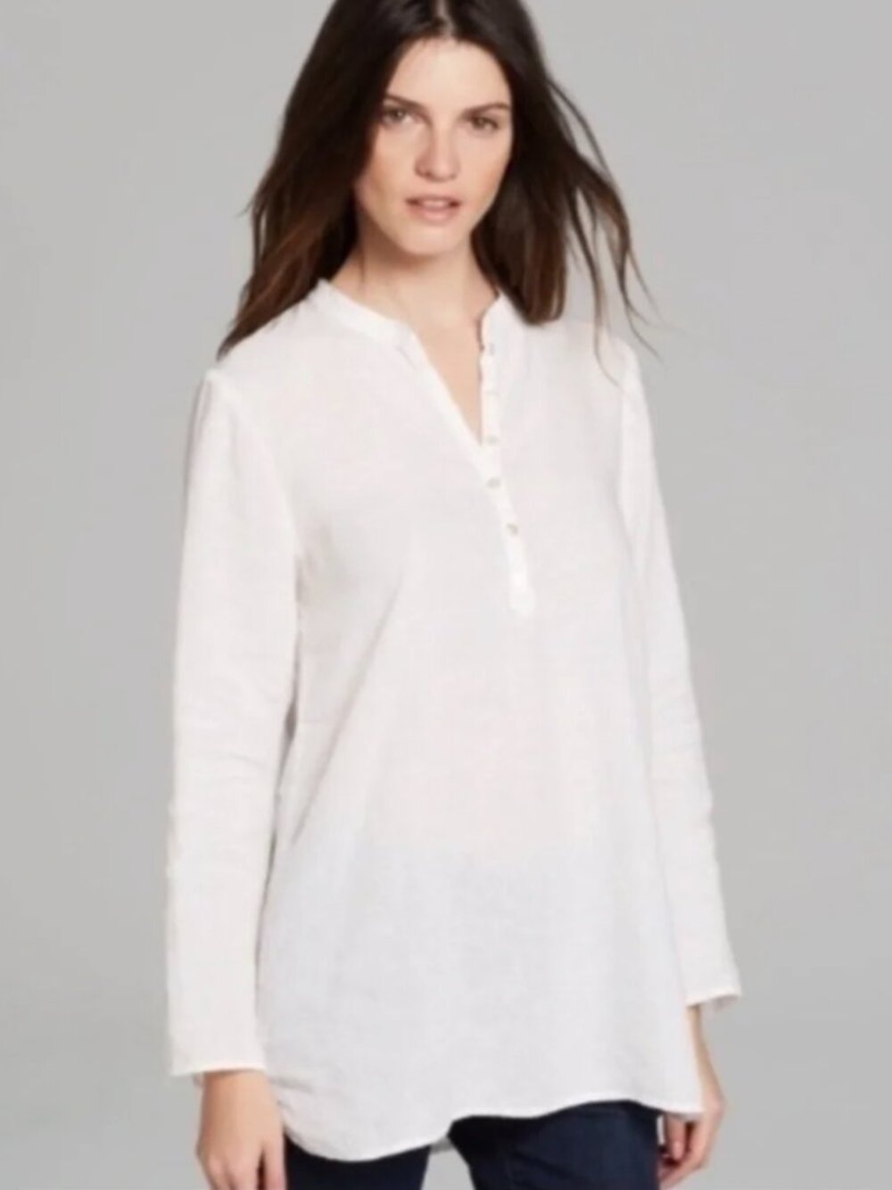Eileen Fisher Organic 100% Irish Linen Top Shirt Blouse Tunic-XL/Large